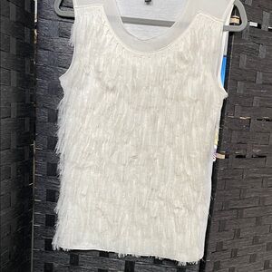 Ann Taylor Ivory Fringe Sleeveless Tank